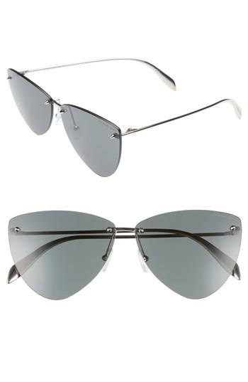 Women's Alexander Mcqueen 63mm Oversize Rimless Sunglasses - Silver