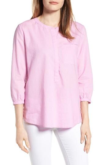 Women's Nydj Pleat Back Linen & Cotton Top