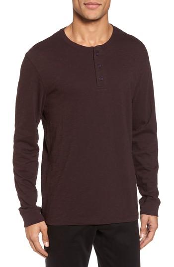 Men's Vince Long Sleeve Slub Henley - Red