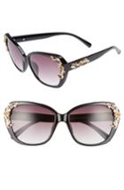 Women's Leith 56mm Filigree Embellished Square Sunglasses - Black/ Gold