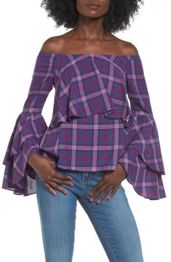 Women's Devlin Chelsea Off The Shoulder Ruffle Blouse - Purple