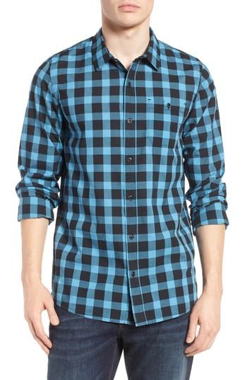 Men's Travis Mathew Big Cree Slim Fit Dobby Check Sport Shirt - Blue