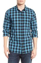 Men's Travis Mathew Big Cree Slim Fit Dobby Check Sport Shirt - Blue