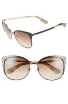 Women's Kate Spade New York 'genice' 57mm Cat-eye Sunglasses - Brown/ Gold