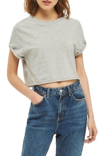 Women's Topshop Roll Crop Tee Us (fits Like 10-12) - Grey