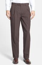 Men's Berle Self Sizer Waist Pleated Trousers X 30 - Brown