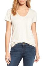 Petite Women's Caslon Relaxed Slub Knit U-neck Tee, Size P - Beige