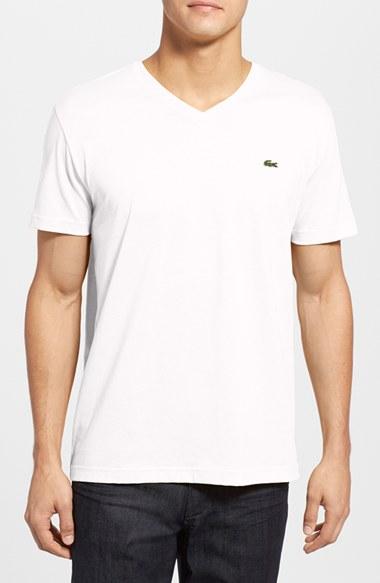 Men's Lacoste Pima Cotton Jersey V-neck T-shirt (m) - White