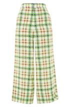 Women's Topshop Boutique Checked Silk Pajama Trousers Us (fits Like 0) X - Green