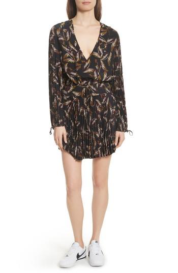 Women's A.l.c. Rory Pleated Silk Dress - Black