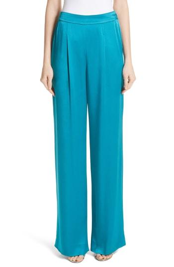 Women's St. John Collection Wide Leg Liquid Crepe Pants - Blue
