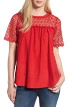 Women's Everleigh Lace Mixed Media Top - Red