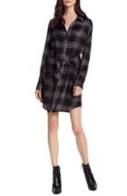 Women's Michael Stars Metallic Plaid Tie Waist Shirtdress - Blue/green