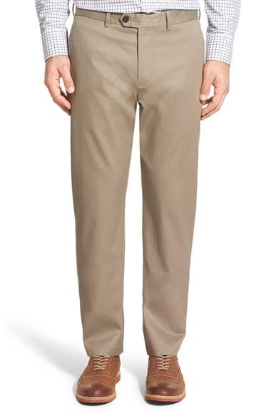 Men's John W. Nordstrom Non-iron Smartcare(tm) Flat Front Stretch Cotton Pants X 30 - Beige
