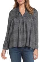 Women's Velvet By Graham & Spencer Shirred Woven Print Top - Black