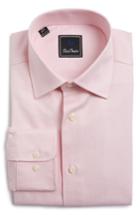 Men's David Donahue Regular Fit Houndstooth Dress Shirt .5 - 32/33 - Pink
