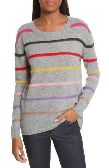Women's Allude Stripe Cashmere Sweater - Grey