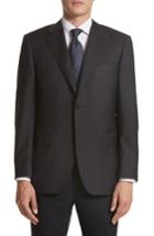 Men's Canali Classic Fit Check Wool Sport Coat Us / 52 Eu R - Blue