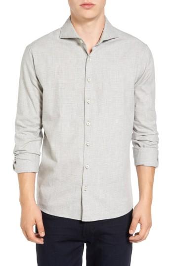 Men's Singer + Sargent Regular Fit Glen Plaid Sport Shirt, Size - Beige