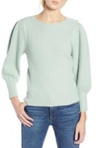 Women's Halogen X Atlantic-pacific Balloon Sleeve Wool & Cashmere Sweater - Green