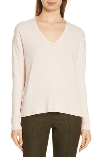 Women's Nordstrom Signature V-neck High/low Cashmere Sweater - Pink