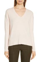 Women's Nordstrom Signature V-neck High/low Cashmere Sweater - Pink