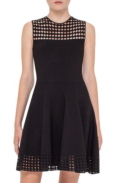 Women's Akris Punto Dot Mesh Inset Fit & Flare Dress