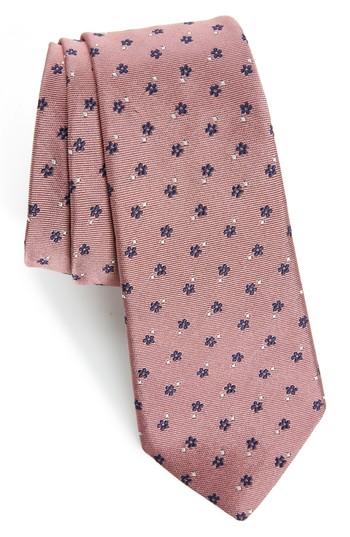 Men's Paul Smith Floral Print Skinny Tie, Size - Pink