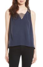 Women's Joie Alvery Lace Trim Silk Shell - Blue