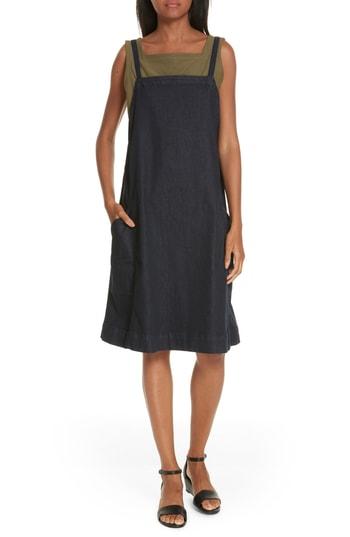 Women's Eileen Fisher Organic Cotton Blend Layering Dress, Size - Blue