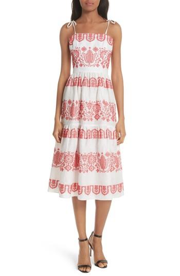 Women's Milly Mykonos Embroidered Linen Sundress - White