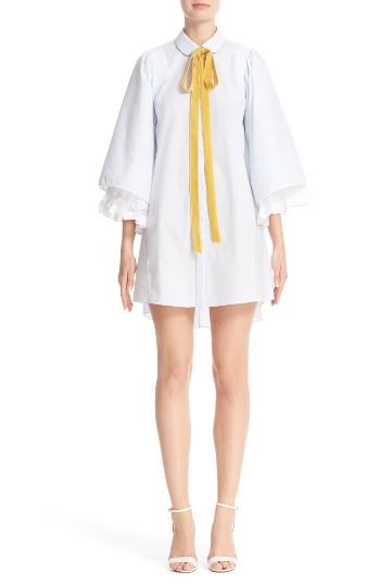 Women's Adam Lippes Ruffle Sleeve Tie Neck Dress