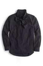 Women's J.crew Tie-neck Cotton Top, Size - Black