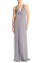 Women's Nouvelle Amsale 'daryl' Ruffle Neck Chiffon Halter Gown