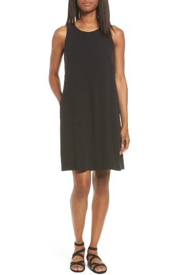 Women's Eileen Fisher Silk A-line Dress - Black