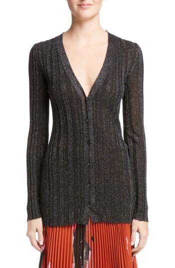 Women's Proenza Schouler Lurex Metallic Rib Knit Cardigan