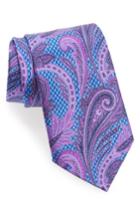 Men's Ermenegildo Zegna Paisley Floral Silk Tie, Size - Blue