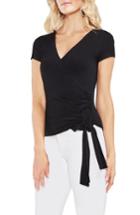 Women's Vince Camuto Faux Wrap Tie Hem Top - Black