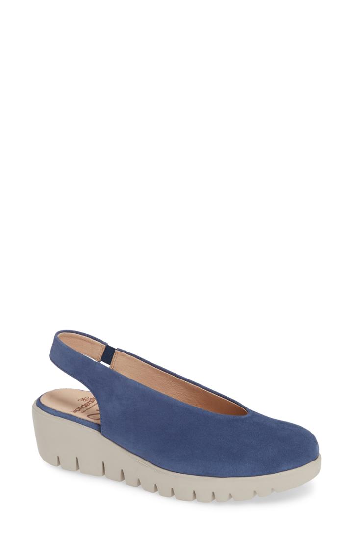 Women's Wonders C-33124 Slingback Wedge .5us / 38eu - Blue