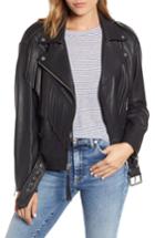 Women's Andrew Marc Fringe Leather Moto Jacket - Black