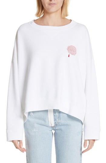 Women's Undercover Print Rose Sweatshirt, Size - White