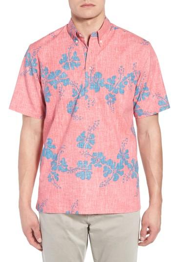 Men's Reyn Spooner 50th State Button Down Polo, Size - Pink
