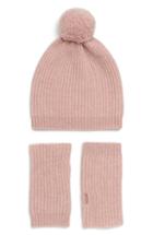 Women's Halogen Cashmere Coordinates Hat & Arm Warmer Set - Pink