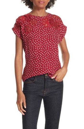 Women's Rebecca Taylor Floral Applique Top - Red
