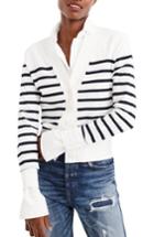 Women's J. Crew Lightweight Striped Crop Cardigan, Size - Blue