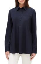 Women's Lafayette 148 New York Casper Stretch Cotton Blend Blouse - Blue