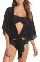 Women's Elan Tie-front Crop Cover-up Top, Size - Black