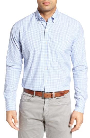 Men's Peter Millar Crown Finish Regular Fit Check Sport Shirt - Blue