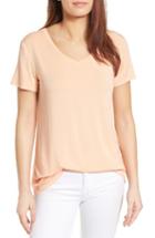 Petite Women's Halogen Modal Jersey V-neck Tee, Size P - Coral