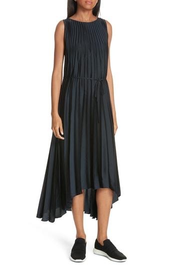 Women's Vince Chevron Pleat Midi Dress - Blue